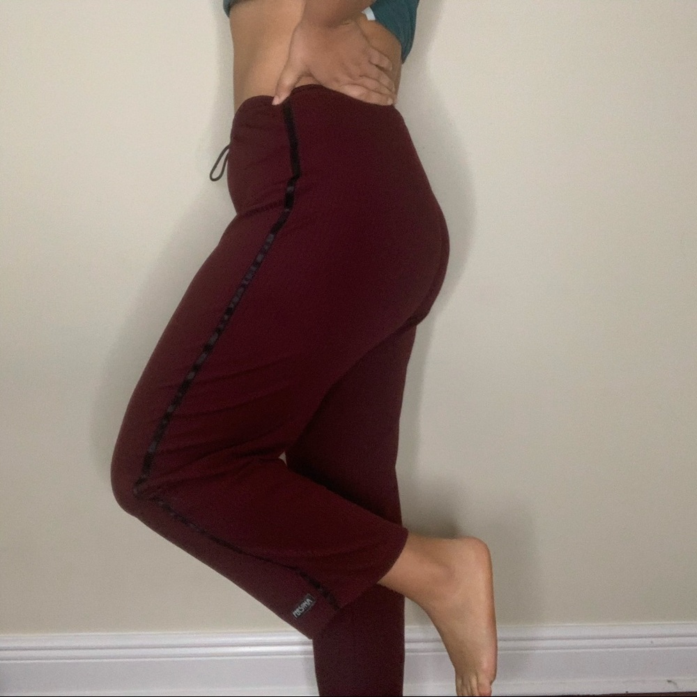 Burgundy track pants